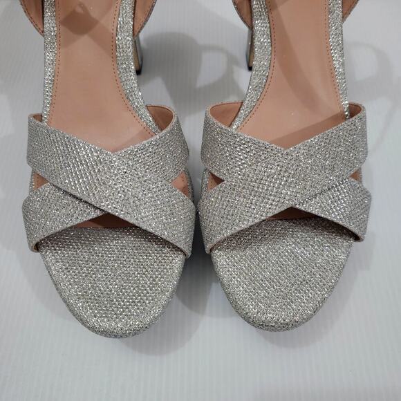 NEW Cole Haan Riannon Platform Heel Womens 10 Silver Glitter Block Heel Evening - Picture 5 of 14